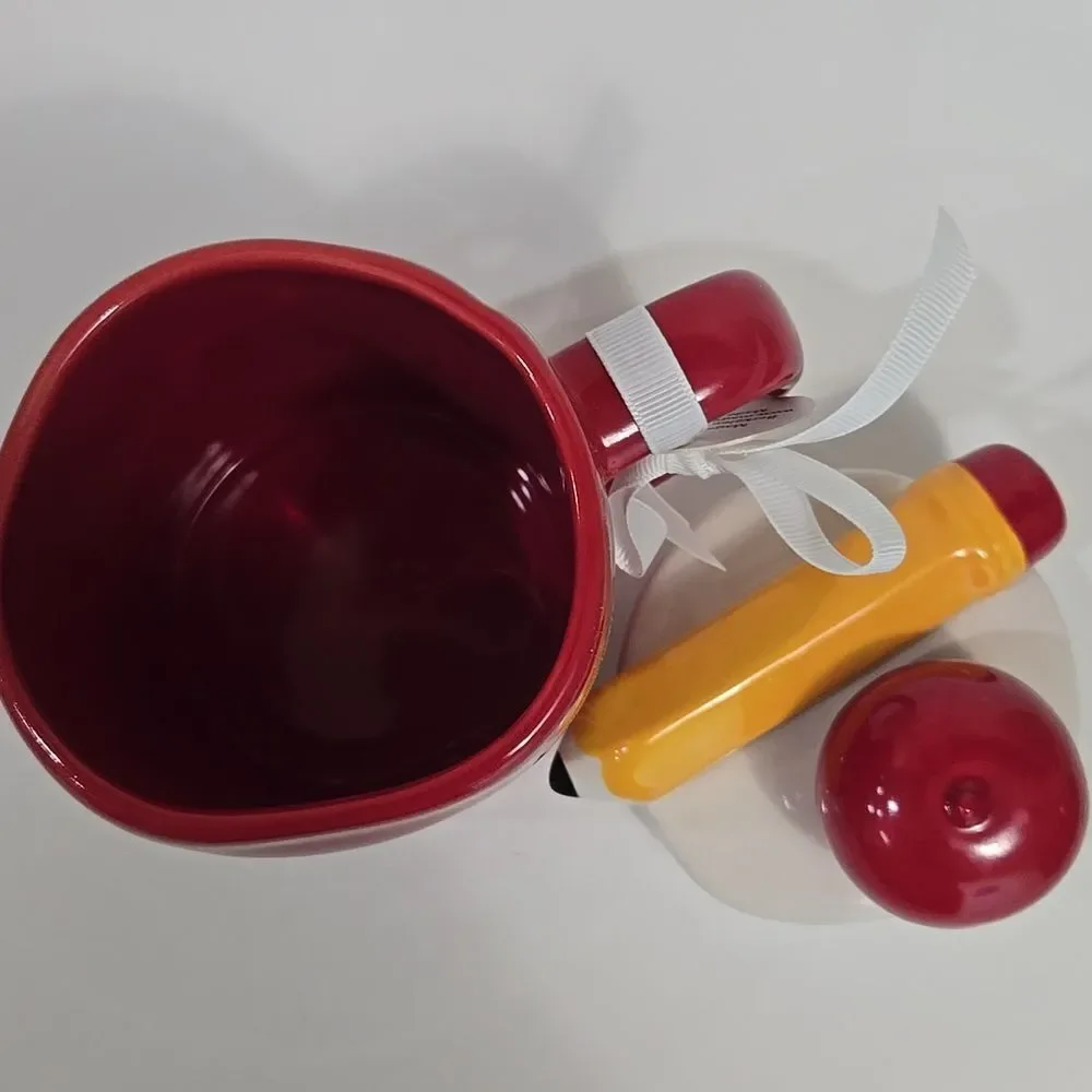 Rae Dunn #1 Teacher Gift Mug Apple Pencil‎ Lid Red Academia Coffee NWT